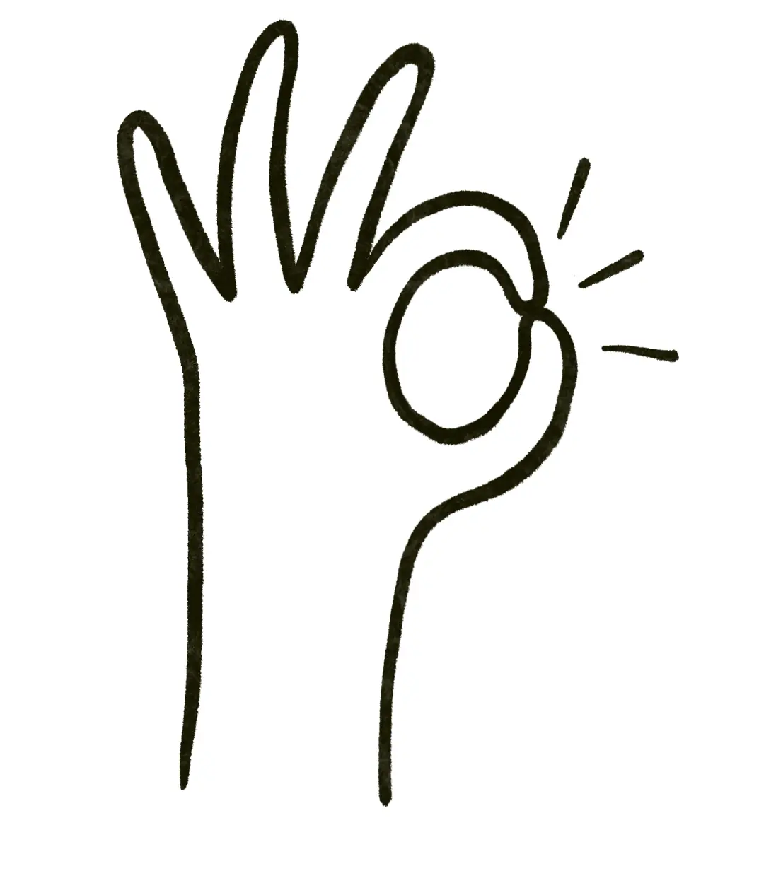 Drawing of a hand doing the ok sign